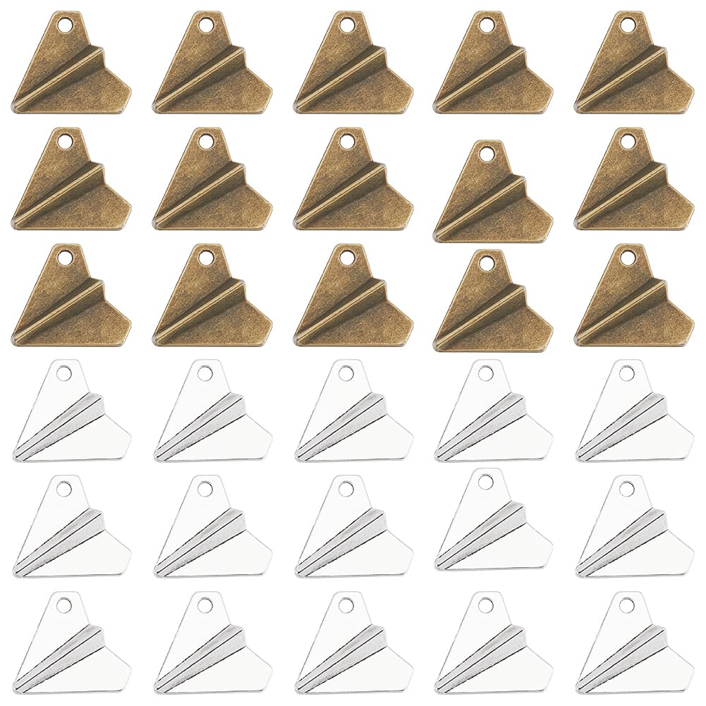 SUNNYCLUE 1 Box 80Pcs Paper Airplane Charm Bulk Plane Charms Retro Silver Alloy Vintage Small Cute Flight Charm for jewellery Making Charms Supplies DIY Necklace Bracelet Earrings Keychains Craft Gift