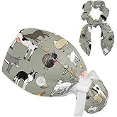 otnrnondcl Adjustable Working Cap with Hair Ties Scrunchy with Ponytail Pocket Elastic Tie, Sunflower Black Pattern