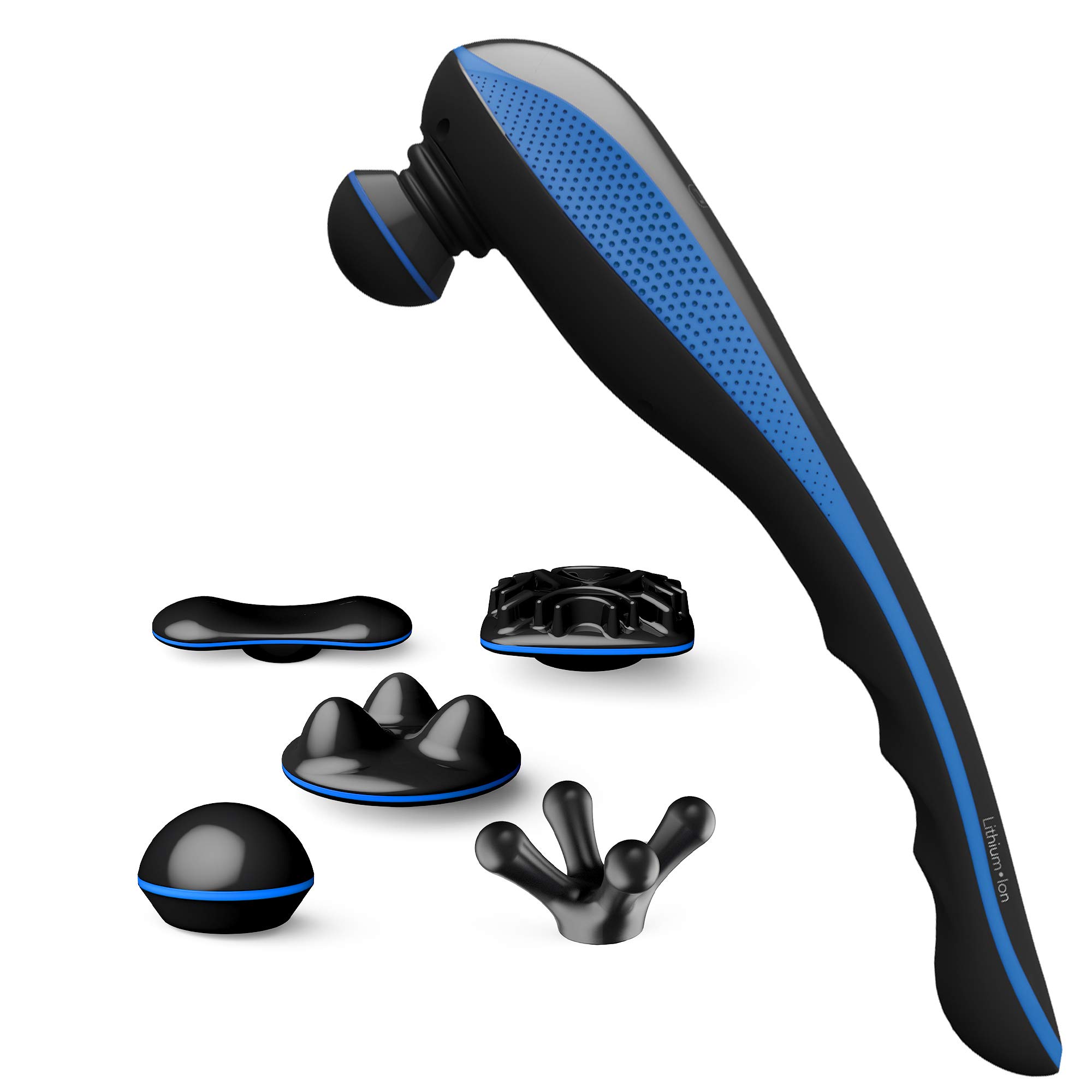 Wahl Massager Cordless Deep Tissue Massager, Cordless Massage, Adjustable Speed Settings, Percussion Massagers, Five Massaging Attachments, Release Muscle Knots, Improves Blood Circulation,Black/Blue