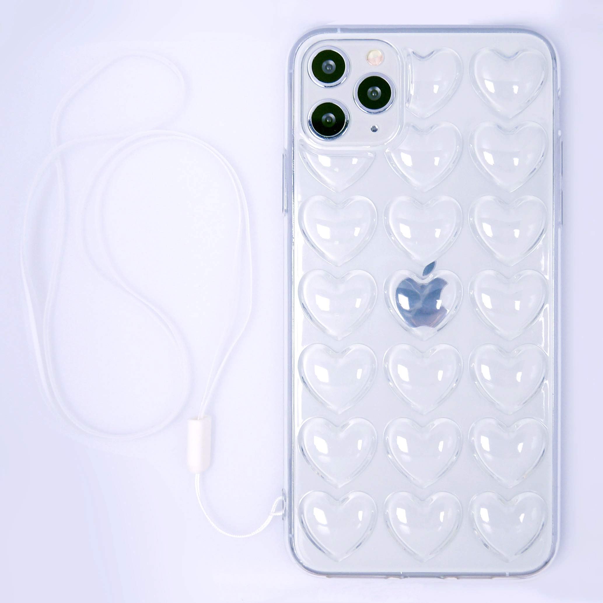 iPhone 11 Pro Case for Women, DMaos 3D Pop Bubble Heart Kawaii Gel Cover, Cute Girly for iPhone11 Pro 5.8 inch - Clear