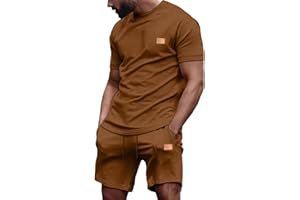Dokotoo Men Mens Short Sets 2 Piece Outfits Summer Casual T Shirts and Shorts Tracksuit Sets with Pockets