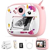 Kids Camera Instant Print, 1080P Kids Instant Camera Print Photos, Birthday Gifts for Girls, Kids Selfie Camera Digital Camera for Girls Boys 3 4 5 6 7 8 9 10 Year Old