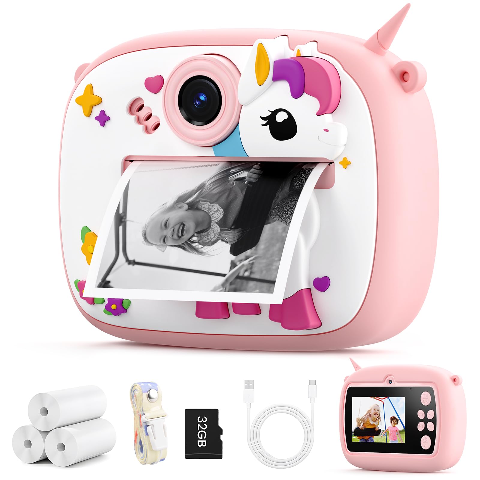 Photo 1 of **PARTS ONLY**Kids Camera Instant Print, 1080P Kids Instant Camera Print Photos, Birthday Gifts for Girls, Kids Selfie Camera Digital Camera for Girls Boys 3 4 5 6 7 8 9 10 Year Old