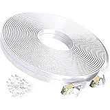 Cat7 Ethernet Cable 100 ft, Lapsouno Durable High Speed Flat Internet Network Computer Cord, Faster Than Cat6 Network, Slim C