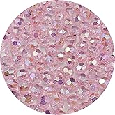 Pinhoollgo 1000pcs 6mm Round Acrylic Faceted Beads AB Colors Glossy Spacer Beads with Hole for DIY Bracelet Necklace Jewelry Making Supplies Handmade Craft (Light Pink AB)