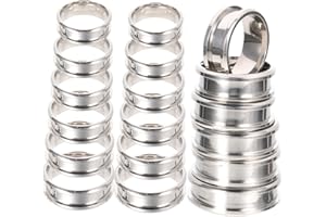 LIGHTAOTAO 18pcs Stainless Steel Grooved Finger Ring Polished Surface Blank Bands for Jewelry Making DIY Inlay