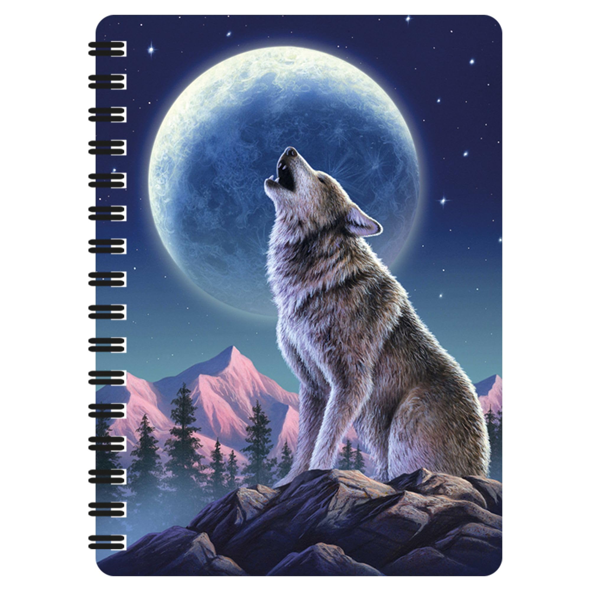 3D LiveLife Jotter - Moonlight Sonata from Deluxebase. Lenticular 3D Wolf A6 Spiral Notebook with plain recycled paper pages. Artwork licensed from renowned artist Jerry LoFaro