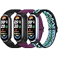 Bcuckood Elastic Bands Compatible with Xiaomi Smart Band 9/8 - Women Men, Stretchy Solo Loop Soft Nylon Elastic Strap Replacement Wristband, 3 PCS