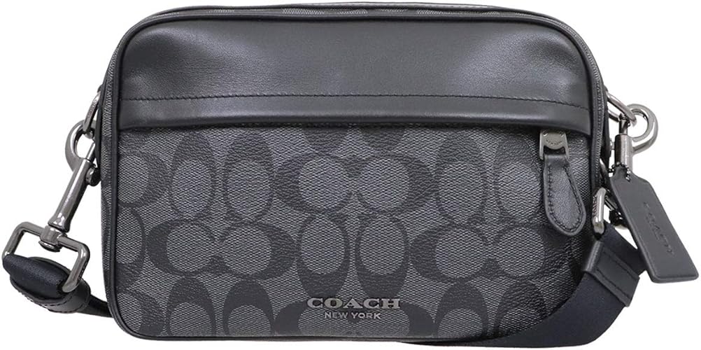 Amazon コーチ Coach バッグ ショルダーバッグ F チャコール ブラック Qbaf4 シグネチャー Pvc スムース レザー クロスボディー メンズ レディース アウトレット品 ブランド 並行輸入品 Coach コーチ ショルダーバッグ