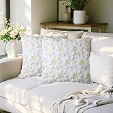 Summer Pillow Covers 18x18 Inch Set of 2, Fluffy Faux Fur Daisy Throw Pillow Cover, Soft Throw Pillow Covers for Farmhouse Decor Bedroom Sofa Holiday Spring Summer Home Decor