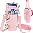 Water Bottle Carrier Bag with Phone Pocket Compatible with Stanley/Simple Modern 30 oz Tumbler with Handle,Water Bottle Holder Pouch with Adjustable Strap Compatible with Stanley Cup Accessories,Pink