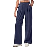 IUGA Wide Leg Pants Woman Pull on Stretchy Work Dress Pants High Waisted Business Casual Trousers Slacks