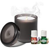 Lifelines Flameless Candle Diffuser with 2 Clickwick Essential Oil Blends | Cordless &amp; Waterless Diffuser for Home - Scented Electric Candles Blow Out Flame - Charcoal