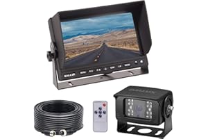 DALLUX Heavy Duty Vehicle Truck Bus Backup Camera System,Waterproof Night Vision Rear View Camera with 7 inch Monitor+66ft 4 