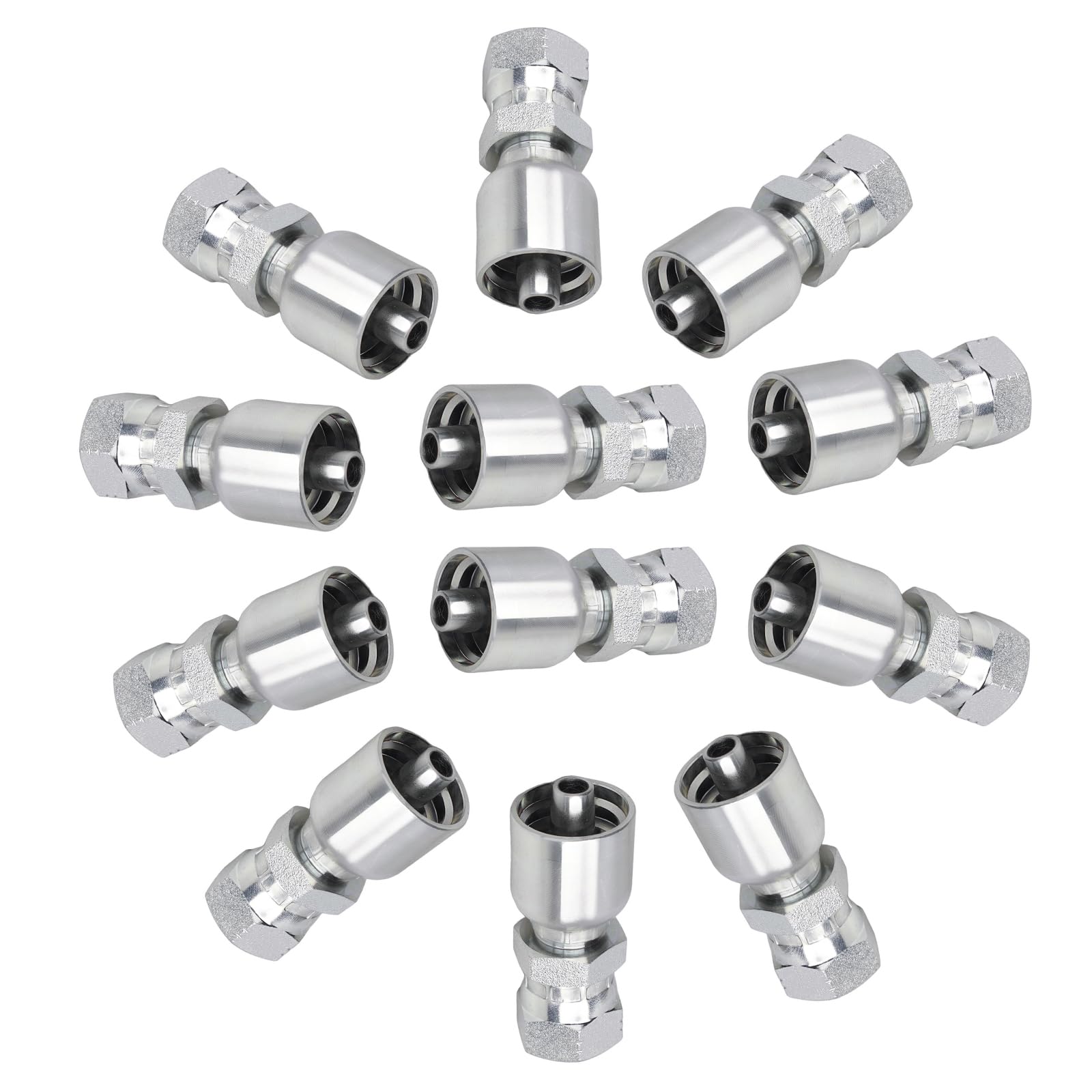 Photo 1 of 12 Pack Hydraulic Hose Fittings 3/8" Hose x 1/2" JIC 37°Female Swivel Ends ?Durable Carbon Steel Ends for Single Wire Hydraulic Line Systems
