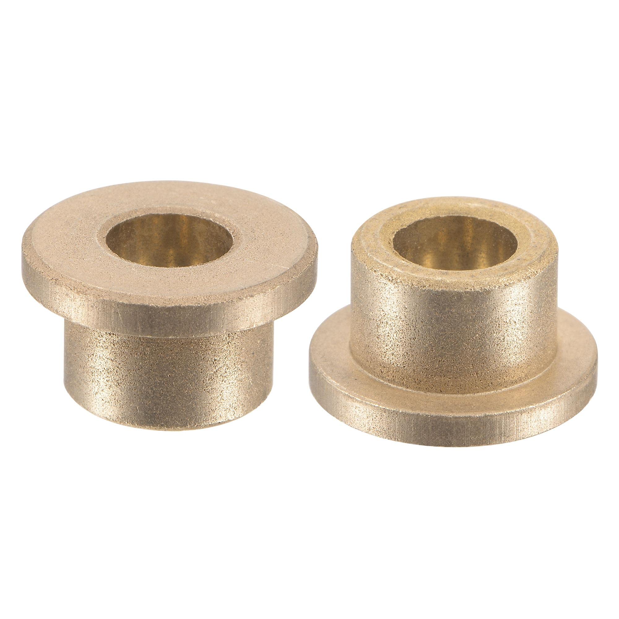 sourcing map Flange Sleeve Bearings 6mm Bore 10mm OD 8mm Length 14mm Flange Dia 2mm Flange Thickness Sintered Bronze Self-Lubricating Bushing 2pcs