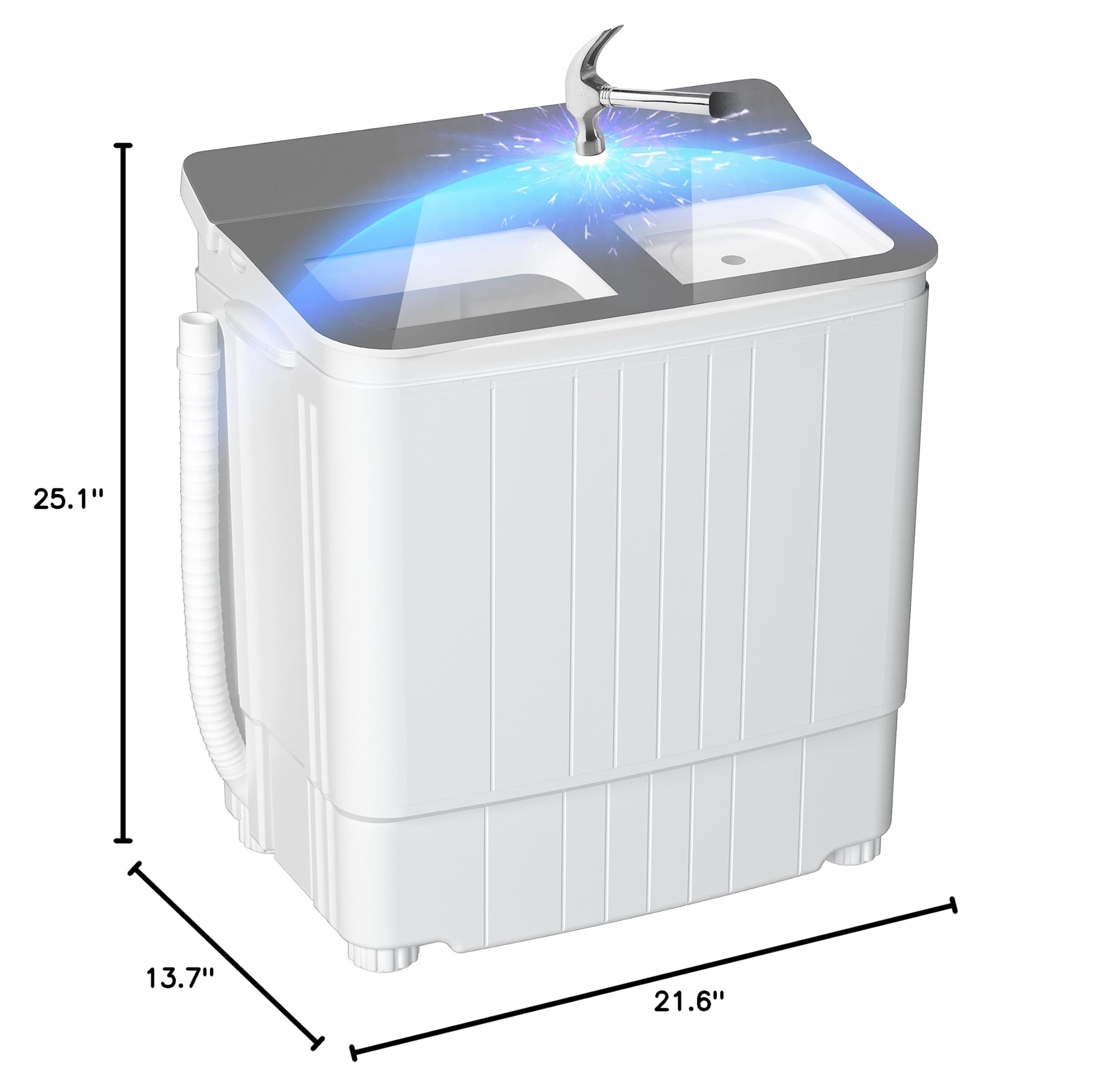 Pataku Portable Washing Machine, 17.6 Lbs Compact Mini Washer and Dryer Combo,Twin Tub Laundry Washer with Spin Cycle, Soaking Function Ideal for Apartment, Dorms, RVs Camping, Grey