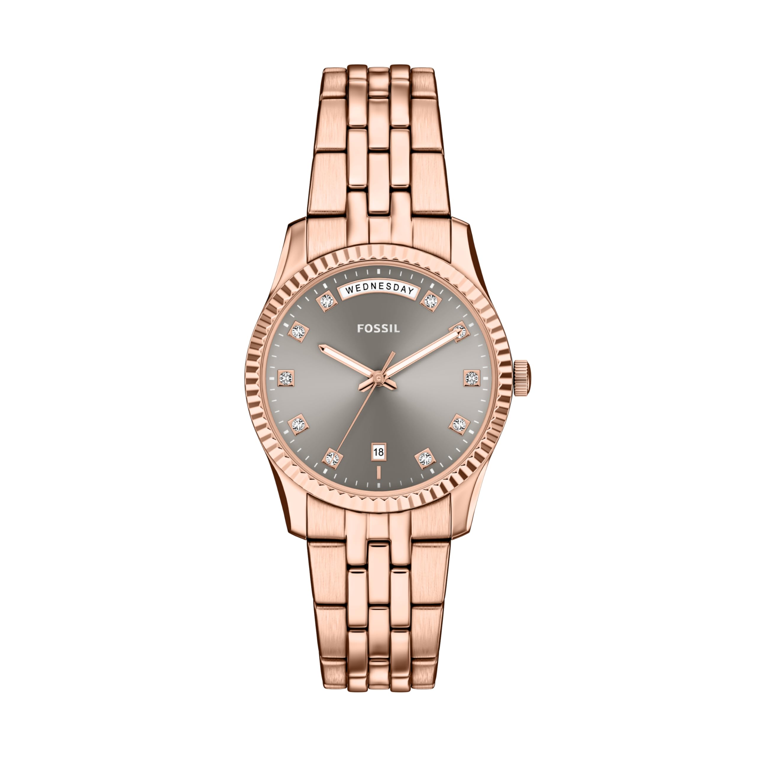 Fossil Women's Scarlette Three-Hand Day-Date Rose Gold-Tone Stainless Steel Watch (Model: ES5459) Image