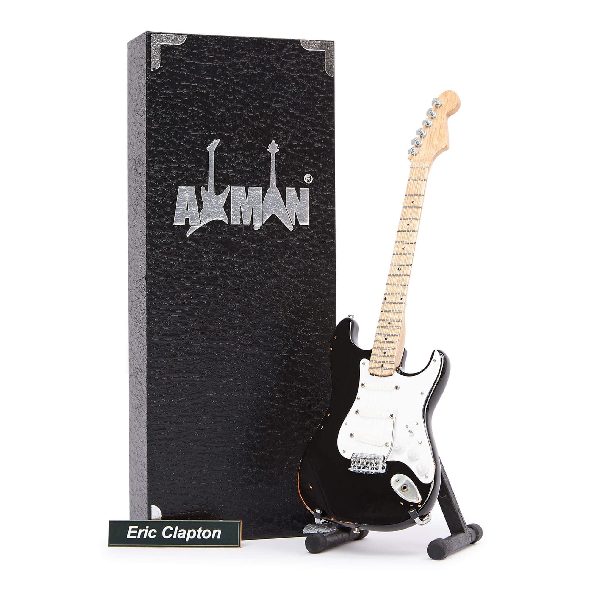 Eric C (Cream) Blackie - Miniature Guitar Replica - Music Gifts - Handmade Ornamental 1/4 Scale - Includes a Display Box, Name Tag and Miniature Guitar Stand