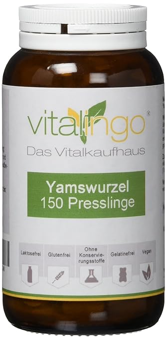 Yamswurzel Presslinge vitalingo 150 Stück Yamswurzel Presslinge mit 437mg Yamswurzel Pulver (radix discorea villosa) und 50 m