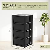 Neat Large 4 Drawer Plastic Storage Tower Unit Black Frame 39x39x80cm view 2