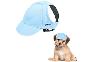 shifenmei Dog Baseball Cap Hat, Size S, Blue, Sun Protection Cap with Ear Holes & Adjustable Chin Strap, for Small Dogs up to 11 lbs