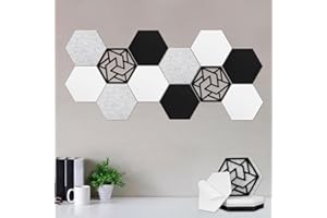 TUTMYREA 12 Pack Self-adhesive Acoustic Panels, 14 X 12 X 0.4 In Hexagon Sound Proof Panels, Decorative Sound Absorbing Wall Panels, High Density Flame Resistant Sound Dampening Panels for Studio Home, Office