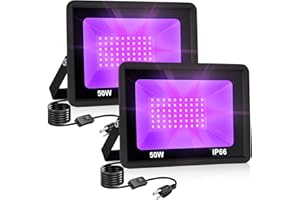 50W LED Black Light,Blacklight with Plug IP66 Waterproof for Glow Party 385-400nm Purple Flood Lights Outdoor for Bar Body Pa