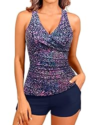Women Star Whole Sky Tankini Swimsuits with Shorts