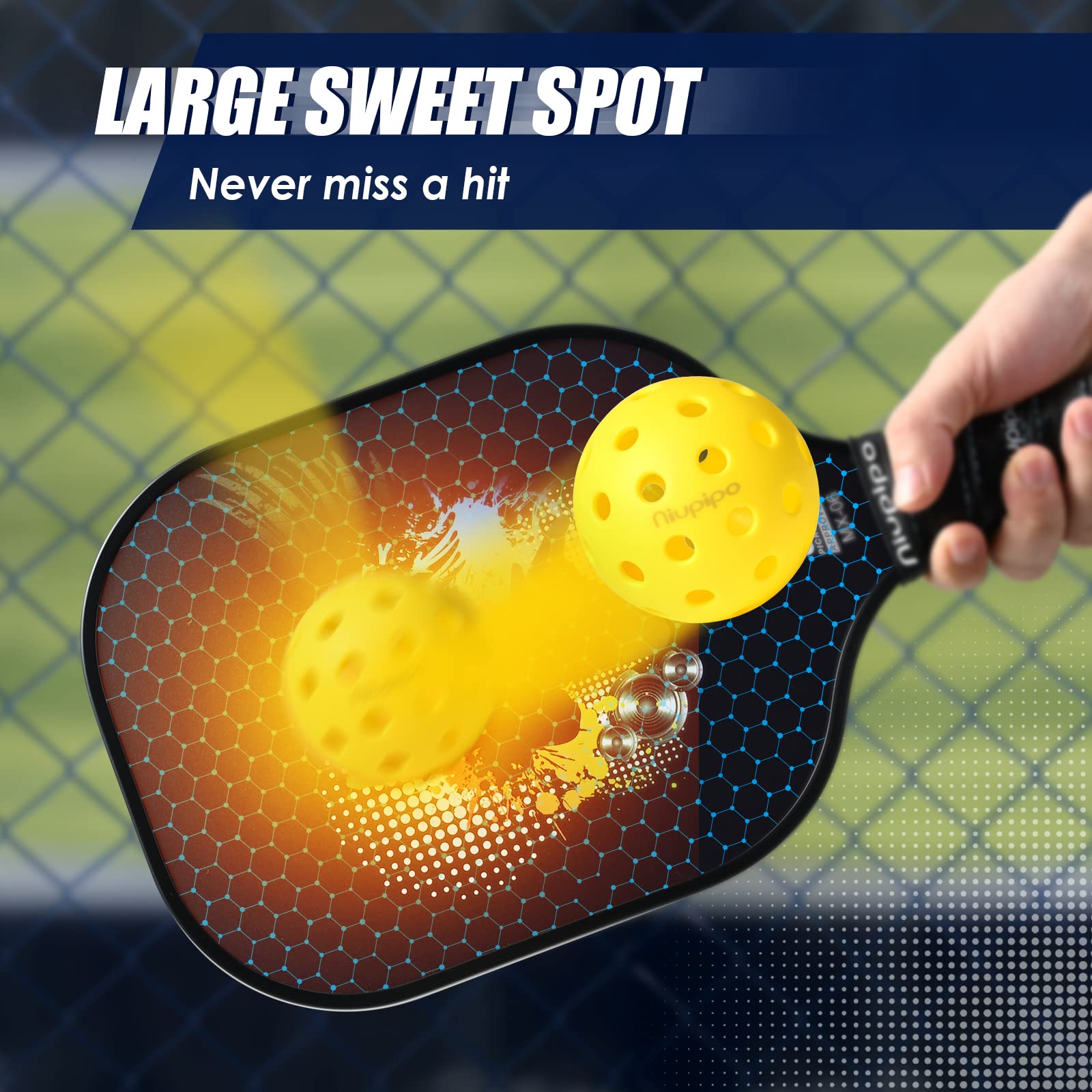 niupipo Pickleball Paddles Set of 2/4/1, USAPA Approved Graphite Carbon Fiber Pickleball Rackets, Polypropylene Honeycomb Core, Cushion 4.72In Grip, Bag/Cover, Pickle Ball Paddle Set for Men Women