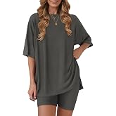 RUBZOOF Women 2 Piece Lounge Sets Summer Outfits Shorts Set | Matching Clothing Sets, Two Piece Travel Outfits, Short Sleeve 