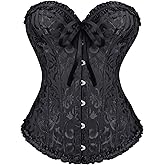 Waist Wow Corsets Top for Women Lace up Boned Overbust Corset Bustier Tops Floral Vintage Corsets Shapewear Lingerie