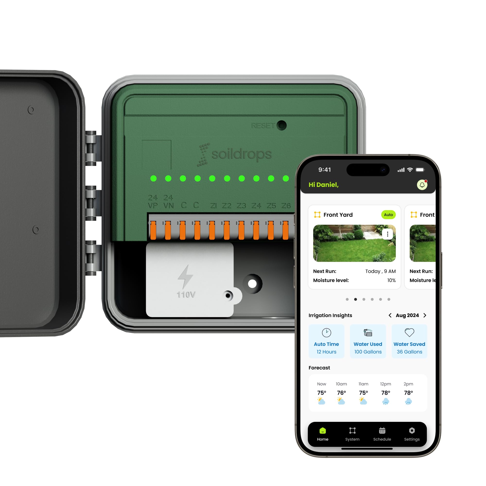 Photo 1 of Soildrops AI Smart Sprinkler Controller, 8-Zone WiFi Irrigation Controller for Indoor & Outdoor Use, DIY Garden & Lawn Watering Kit, App-Based Auto Watering