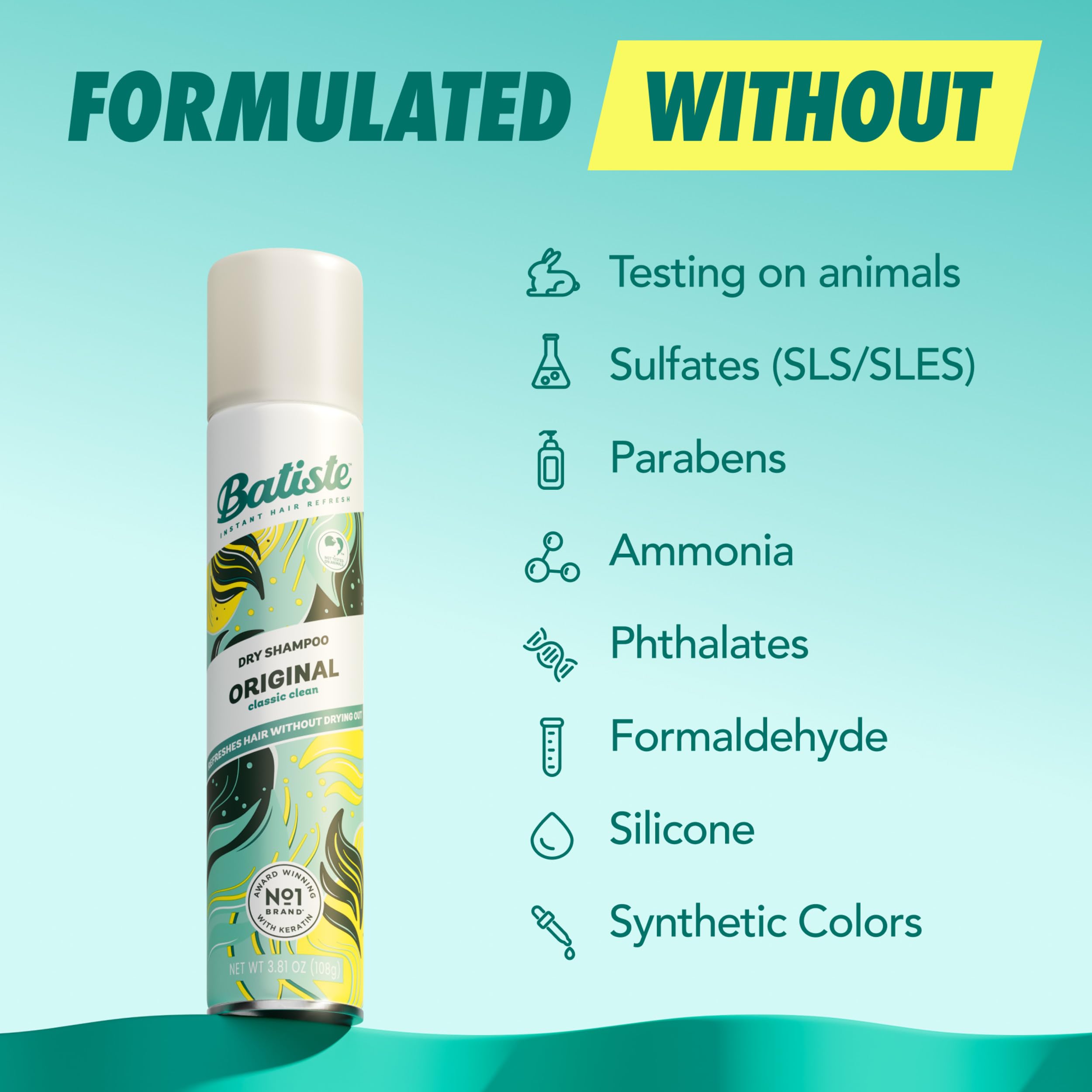 Batiste Dry Shampoo, Original Fragrance Classic Clean, Refresh Hair and Absorb Oil Between Washes, Waterless Shampoo for Added Hair Texture and Body, 5.71 oz