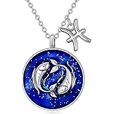 Plesitep Zodiac Sign Necklace for Women 925 Sterling Silver 12 Constellation Coin Disc Horoscope Pendant for Girlfriends Horoscope Zodiac Jewelry for Her