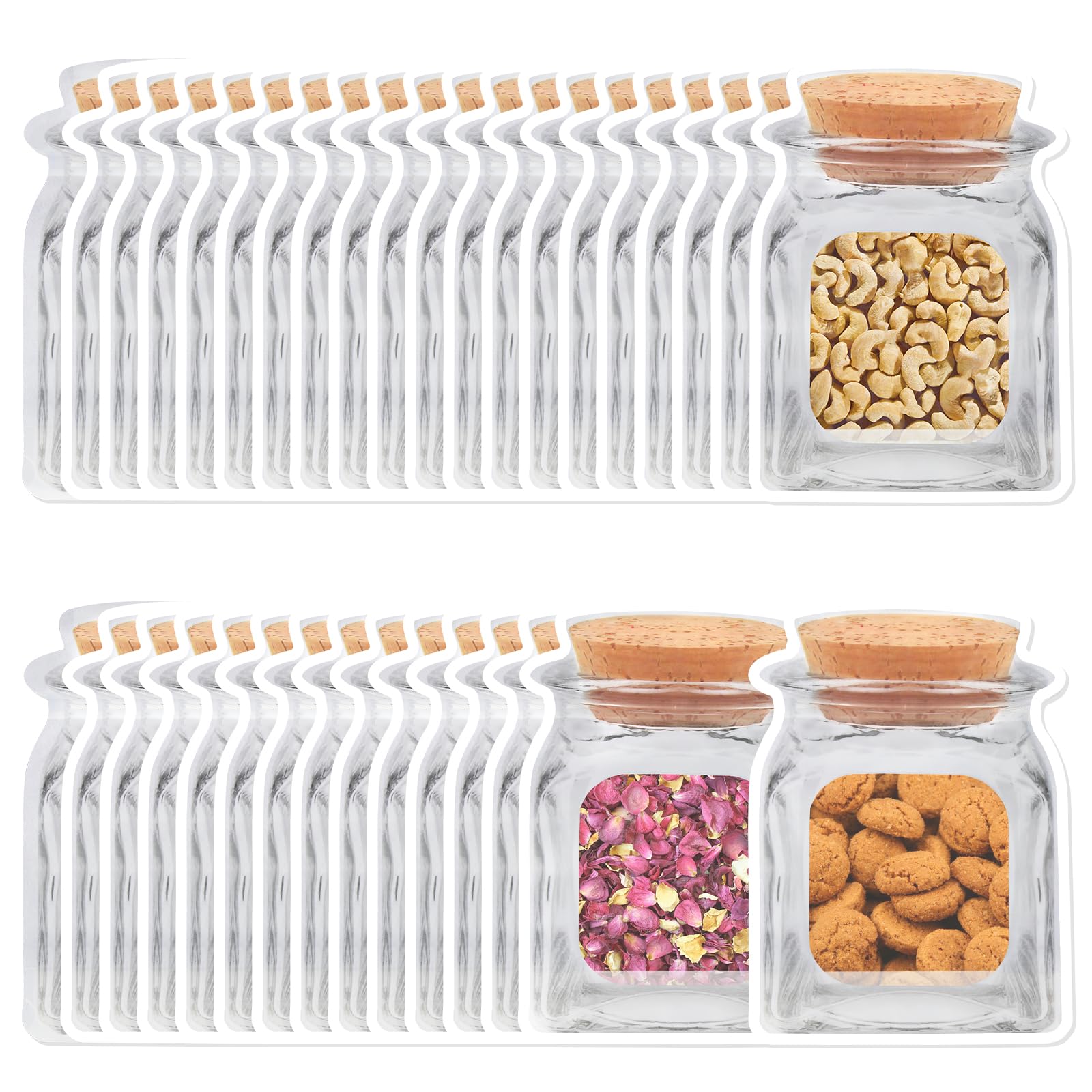 Photo 1 of 100 Pcs Reusable Mason Jar Bags - Large Food Storage Ziplock, 5.5" X 7.8" Cute Plastic Zipper Leakproof for Freezer, Kitchen, Camping, Picnic Organizer