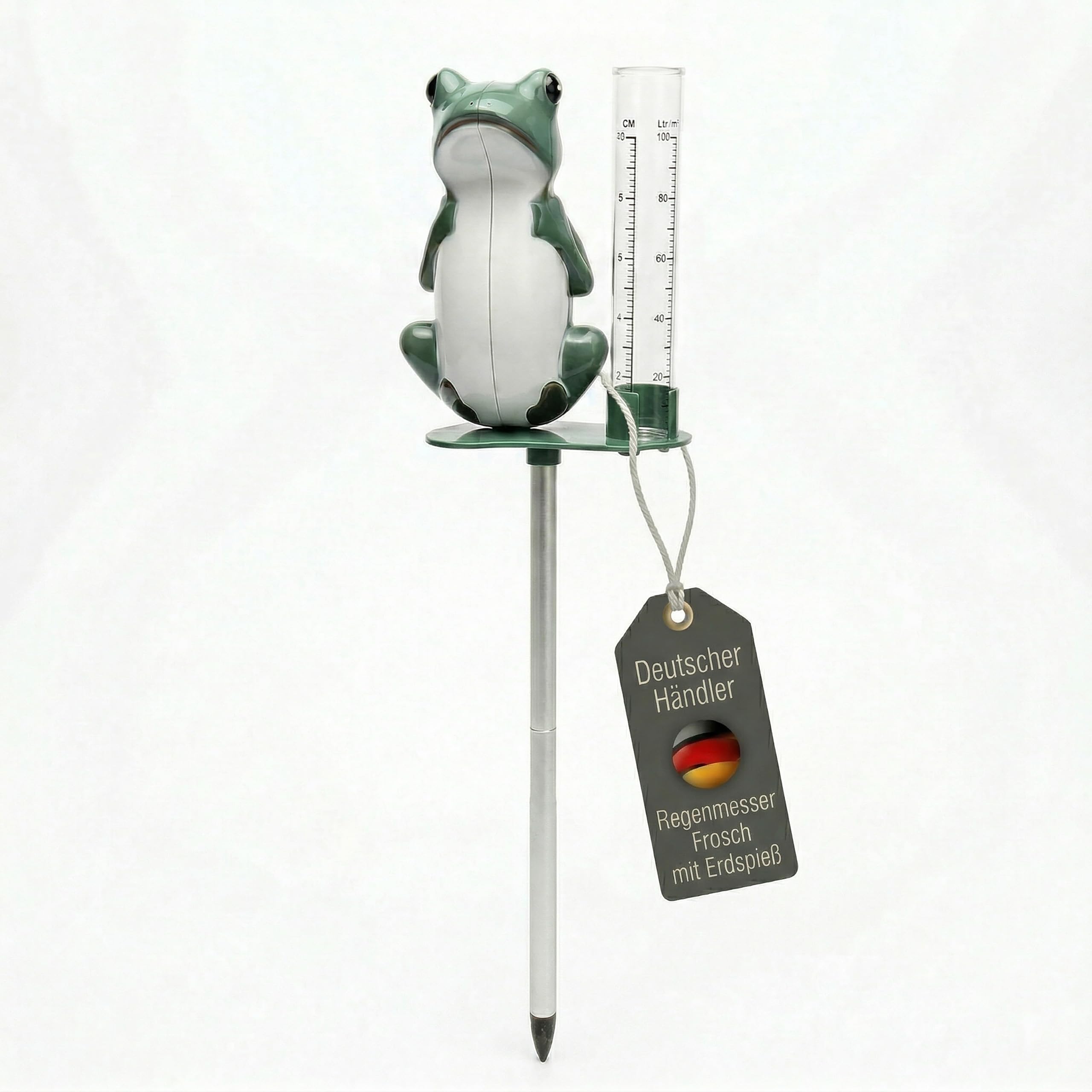 Lantelme Pack of 2 rain gauges in various colours with holder or ground spike (frog)