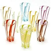 WowProLiv Plastic Cups Reusable (Set of 8) 22oz Acrylic Glasses Drinkware, BPA Free Stackable Water Tumblers Dishwasher Safe Colored Clear Glassware for Kitchen, Cocktail, Ice Coffee, Tea, Juice, Beer