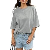 EasyGala Womens Cotton Oversized T Shirts Drop Shoulder Half Sleeve Boxy Tops Crewneck Loose Fit Short Sleeves Tee 2026