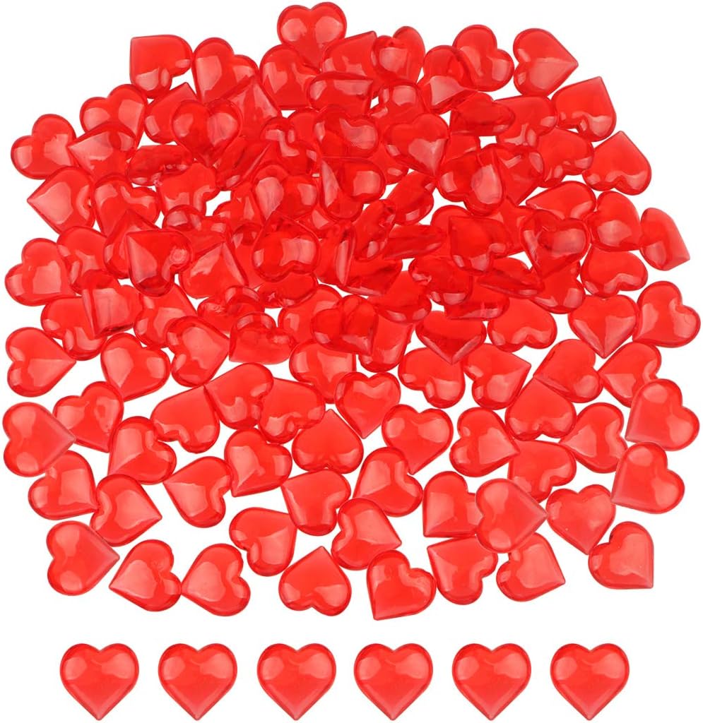 Vase Fillers - 220 Pieces Red Acrylic Heart Red Heart Gems Valentine's Day Heart Ornaments for Valentine's Day Decorations Vase Filler Table Scatter Engagement Wedding Anniversary Home Decorations(Red,1LB)