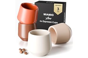 MIAMIO - Espresso Cups Set of 4 (90 ml) / Espresso Cup, Ceramic Espresso Cups, Handleless Mug, Japanese Tea Cups - Luxe Colle