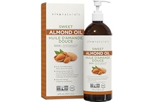 Viva Naturals Sweet Almond Oil – Almond Oil for Skin & Hair, Hydrating Body Oil and Body Oil After Shower, Lightweight & Nour