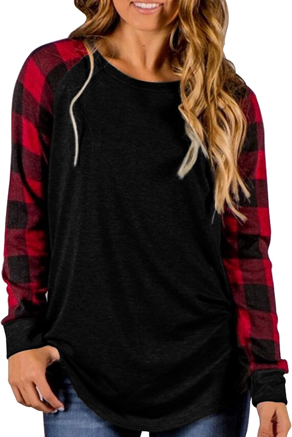 Aifer Womens Buffalo Plaid Shirts Round 
