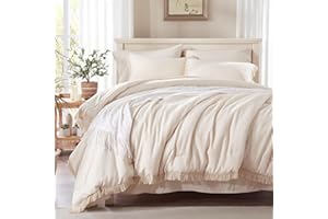 Anluoer Queen Comforter Set 7 Piece with Sheets-Beige Boho Bed in a Bag with Tassel Lightweight Soft Fringe Bedding Sets with 1 Comforter, 2 PillowShams, 2 Pillowcases, 1 Flat Sheet, 1 Fitted Sheet