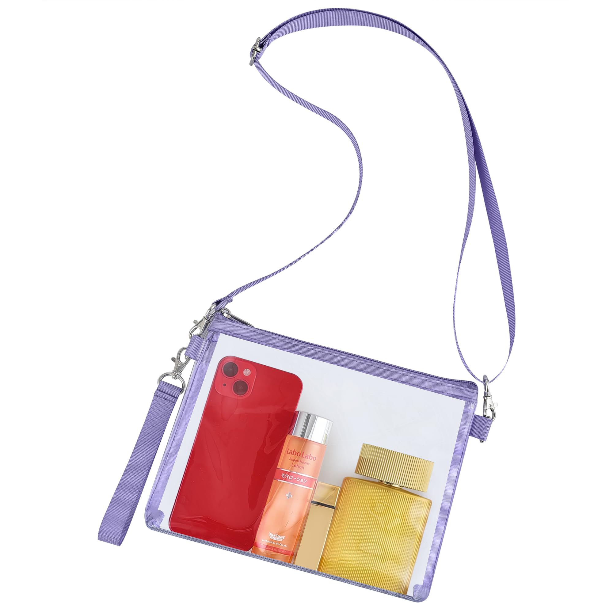 Photo 1 of Bagenius Clear Purse Stadium Approved for Women, Transparent Clear Bag with Removable Straps for Work Festival Sporting Events and Concert - Purple