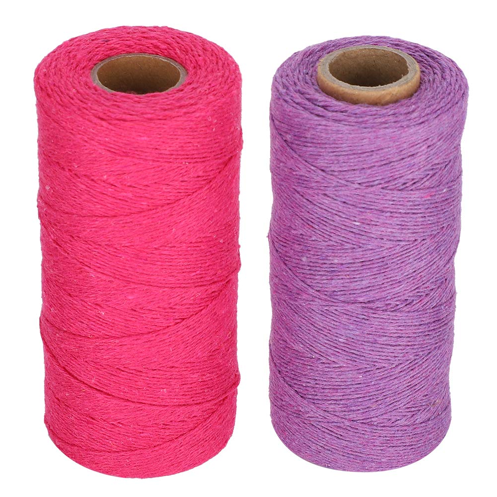 2Pcs Embroidery Machine Thread 8/4 Warp Yarn Weaving Carpet Rose Red and Purple Sewing Thread 250 Meters
