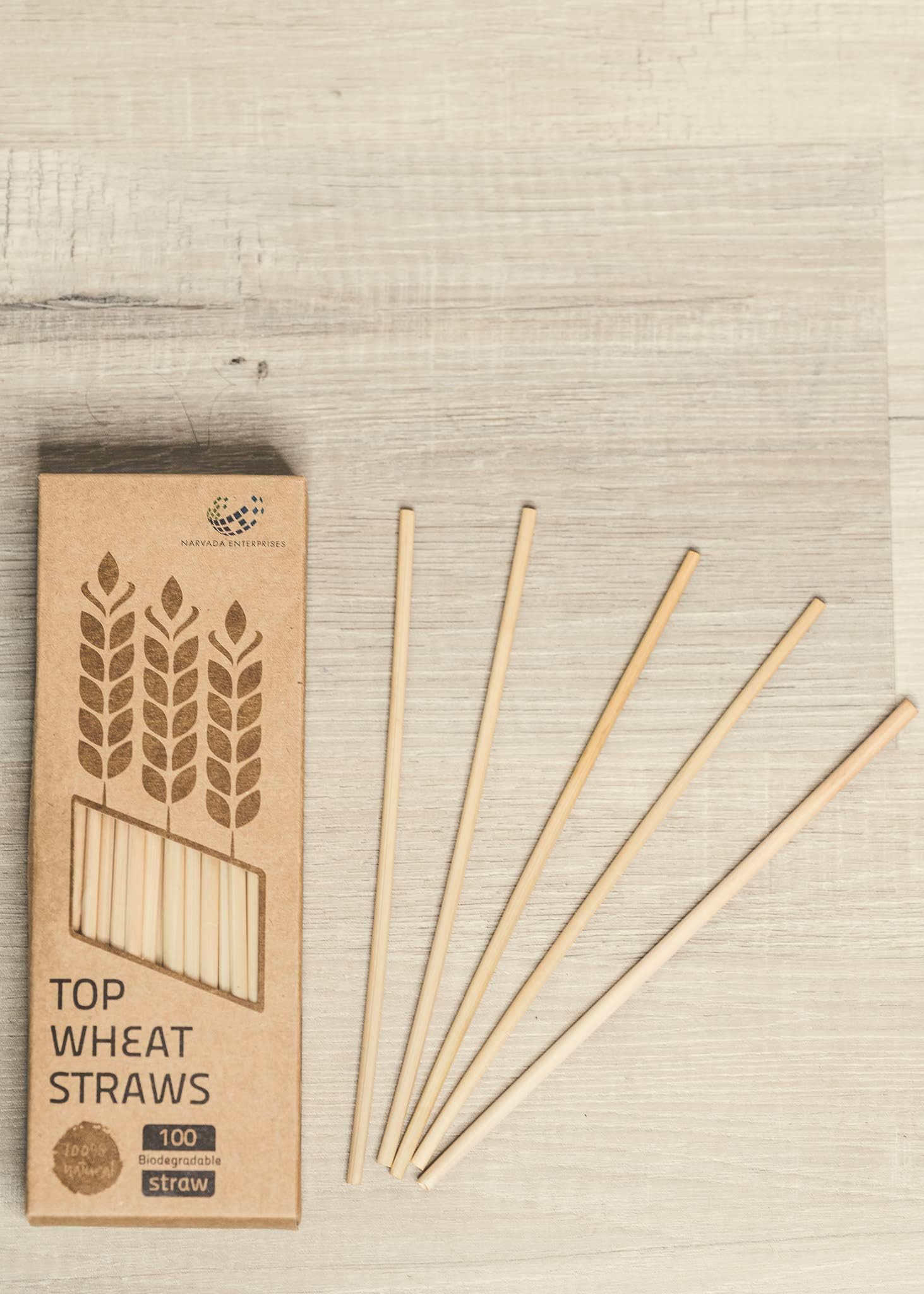 Wheat Drinking Straws | 100pcs Drinking Straws Made of Wheat | Sustainable & Biodegradable | 100% Natural & 0% Plastic
