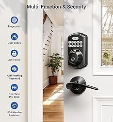 Veise Fingerprint Door Lock with 2 Lever Handles
