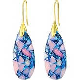 Laeclily Natural Stone Earrings For Women Fishhoop Dangle Drop Earrings Gold Silver Hoop Statement Earring Birthday Gifts For Women