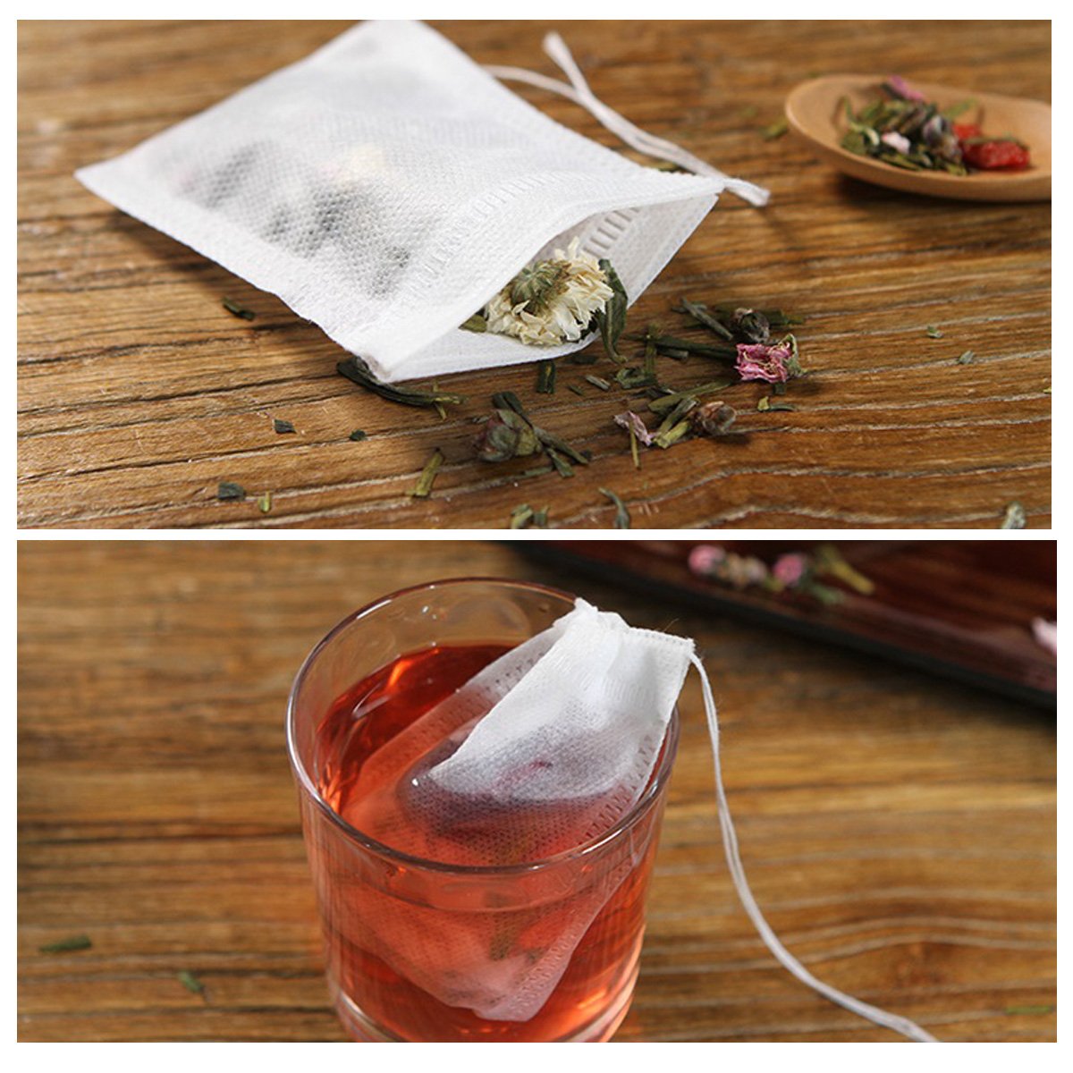 YiZYiF Disposable Tea Bags Empty Cotton Drawstring Seal Tea Filter Bags for Loose Tea Flower Fruit Teas Herb Powder 200 Pcs One Size
